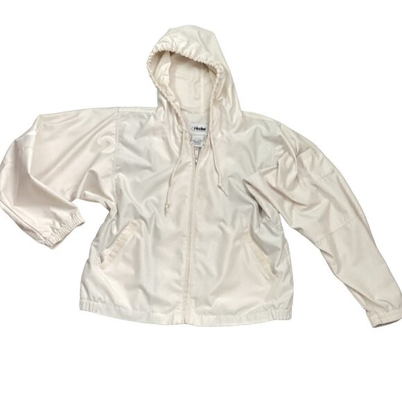 Roche Motion Zip Hooded Golf Windbreaker Jacket M Beige 175i - Picture 7 of 11